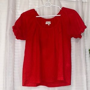 Red Madewell puff sleeve blouse. Size Small.